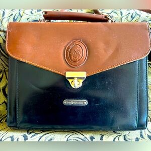 Vintage Polo Ralph Lauren 🤎 Two Tone Leather Attaché Crossbody Business 💛🤎